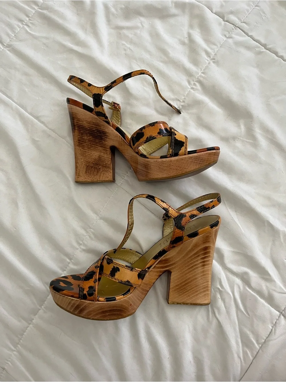 Loriblu Leopard Print Slingback Sandals in Brown